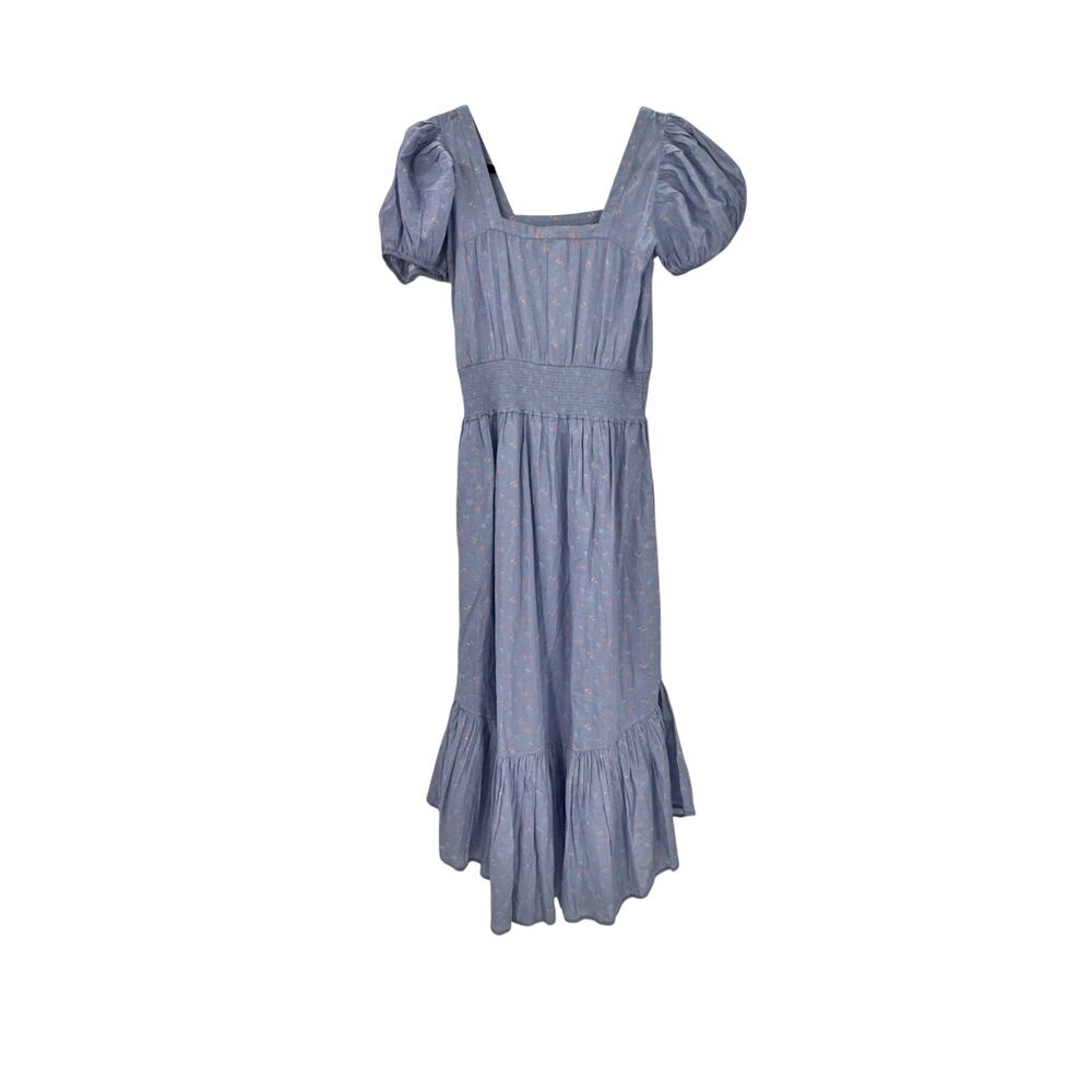 Love Shack Fancy Begonia Dress Puff Sleeve Floral in Royal Blue Size XS NWOT - Picture 5 of 12
